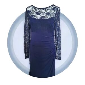 CHAPS Blue Lace Midi Dress SZ Large